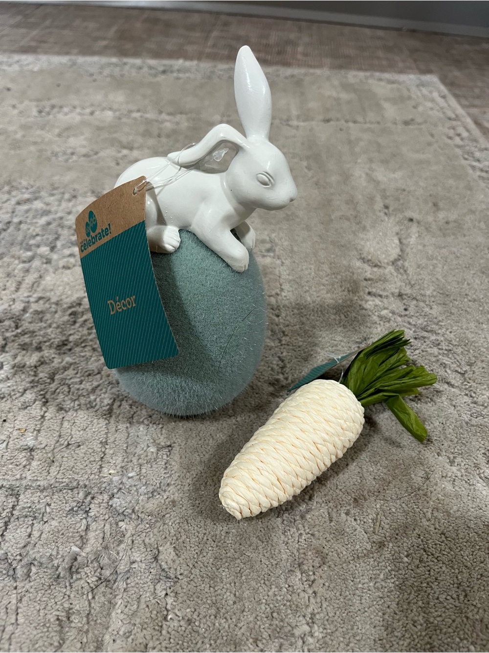 Ceramic Bunny Egg Decor Set in Sage and Cream - Picture 4 of 4